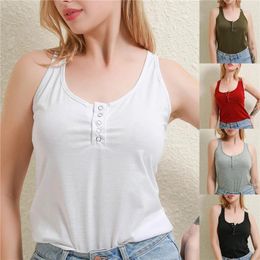 Women's T Shirts Sexy Strap Camisole Womens Female Single-Breasted Tank Camis Summer Clothes Contrast Colour Skinny Vest Top Streetwear