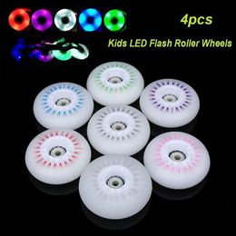 Inline Roller Skates 4pcs LED Flash Wheel 80mm 76mm 72mm 70mm 68mm 64mm 60mm 62mm for Inline Skates 90A for Adults Kids Roller Wheels Parts 231012