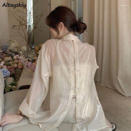 Women's Blouses Shirts Women Summer Thin Hollow Out Elegant Korean Fashion Sun-proof Casual Loose Vintage Sweet Females Aesthetic Camisa