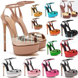 Sandals Lizard Skin Elegant Luxury Designer Women Sandal Platform High Heel Ankle Strap Fetish Banquet Shoe Plus Size 84-CHC-30