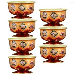 Wine Glasses Water Bowl Holy Offering Cup Container Tabletop Buddhism Worship Temple Sacrifice Supply Alloy Vintage Home Decor