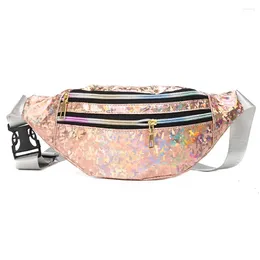 Waist Bags Fashion Laser Fanny Pack Women Glitter Outdoor Beach Banana Hip Bag PU Sports Men Zipper Belt Travel Crossbody