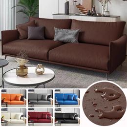 Chair Covers PU Leather Waterproof Sofa Seat Cushion Cover Elastic For Living Room Removable Furniture Protector Slipcover