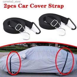 Car Covers 2pcs Universal Car Covers Fixed Rope Strap Automobile Hood Fixed Ropes Band Car Cover Wind Belt Auto Accessories Q231012