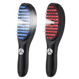 Hair Brushes Electric Massage Comb Blue Red Light Therapy Vibration Hair Massage Scalp Brush Negative Ion Spray Hair Growth Massager 231012