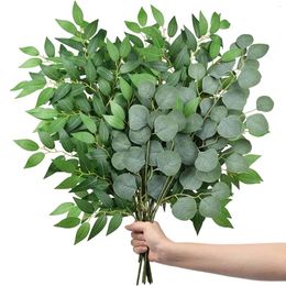 Decorative Flowers Yan Italian Ruscus Greenery Stems Artificial Eucalyptus Plant Hanging Garland For DIY Wedding Arch Bouquet Table Centre