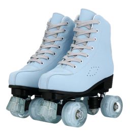 Inline Roller Skates PU leather roller skateboard shoes 4wheel inline sports shoelace wheel flash 231011