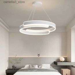 Ceiling Lights Modern Simple LED Chandelier For Living Room Bedroom Dining Room Kitchen Ceiling Pendant Lamp White Ring Design Suspension Light Q231012