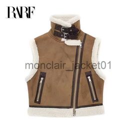 Women's Jackets RARF ladies 2023 autumn new stand collar fur one double-sided short vest for women's coat warm and thick J231012