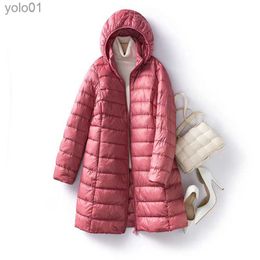 Women's Down Parkas Women 90% White Duck Down Jackets Women's Ultra Light Thin Duck Down Coat Autumn Winter Warm Hat Detachable Hiking Abrigos HotL231012