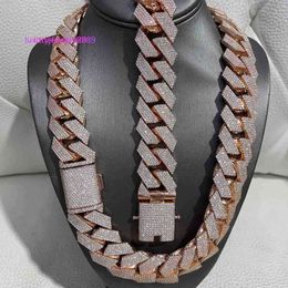 Anhänger Halsketten Hip Hop Rapper Kubanische Kette 925 Silber 25 mm breit 4 Reihen Vvs Moissanit Full Iced Out kubanische Gliederkette Halskette