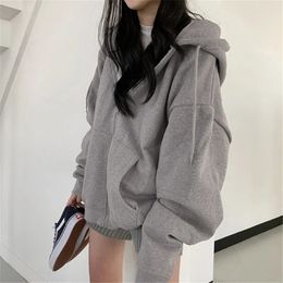 Women's Hoodies Sweatshirt Zip Up Casual Oversized Hooded Korean Style Harajuku Solid Loose Long Sleeve Lady Jacket Large Coats 231011