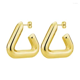 Hoop Earrings Glossy Elegant Sexy Style Stainless Steel 18K Gold Plated Jewellery Triangle Trendy Gift For Women Daily Casual