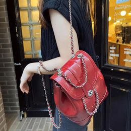 School Bags Korea Style Bag For Women 2024 Fashion Small Backpack Lady Leisure PU Leather Chain Designer Daily Bolsos Mujeres Travel Bagpack