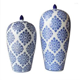 Bottles Jingdezhen Porcelain Ginger Jar Blue And White Storage Pot Large Vase Retro Chinese Ceramic Home El Decorate