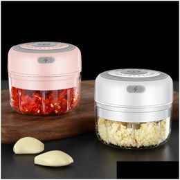 Other Kitchen Dining Bar Portable Wireless Electric Garlic Grinder Mini Food Processor 100Ml/250Ml Chopper Mtifunctional Meat Chilli Dhek1