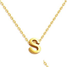 Pendant Necklaces 26 Stainless Steel English Initial Necklace Pendant Gold Letter String Women Fashion Jewellery Gift Will And Jewellery N Dhx0N