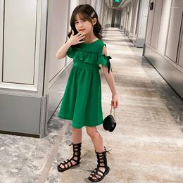 Girl Dresses Fashion 5-12 Years Children Girls Dress Clothes Summer Tie Bowknot On The Back Sweet Ruffles Kids Pink