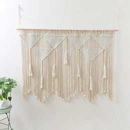 Tapestries Macrame Wall Hanging Handwoven Bohemian Cotton Rope Boho Tapestry Home Decor 110x150cm (without Wooden Sticks)