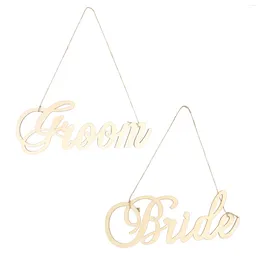 Party Supplies 2 Pcs Front Door Sign Easter Listing Wedding Wooden Signs Hanging Ornament Decor Decorations Engagement Bridegroom