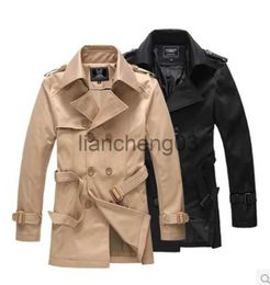 Men's Trench Coats Men's Long Vintage Trench Coat Quality Cardigan Male Overcoat Windbreaker For Boy Mens Jackets And Coats Spring Autumn 2023 J231012