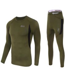 2021 Men Tactical Underwear Outdoor Sportswear Elastic Quick Drying Casual Sport Running Set Long Sleeve Top Pants Suit9430542