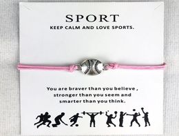 10pcslot Baseball Softball Charm Wax Cords Bracelets Sports Women Men Boys Girls Unisex Fashion Jewellery Friendship Jewellery Gift3211254