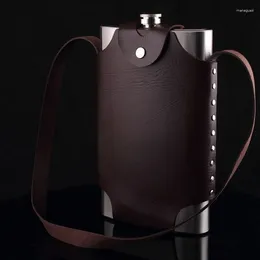 Hip Flasks Parts Flagon Flask Useful Accessories Outdoor Portable Stainless Steel With Leather Cover Big Capacity