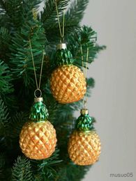 Christmas Toy Supplies Pineapple Christmas Tree Toy Glass Fruit Baubles Christmas Tree Ornaments Decoration for Home New Year Decor Novel R231012