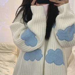 Women's Sweaters 2023 Cozy Clouds Sweater Cute Cartoon Long Sleeve Crew Neck Pullover Jumper Fall Winter Top Korean Autumn Casual