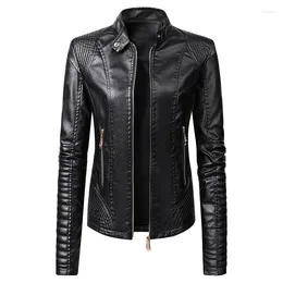 Women's Jackets Jacket For Dresses Women Motorcycle Leather Long Sleeve Stand Up Collar Womens Street Hip Hop