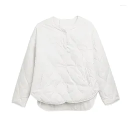 Women's Trench Coats Cotton Jacket 2023 Autumn And Winter Diamond Pattern Fashion Short Casual Plus-Size