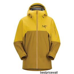 Jackets Windbreaker Arcterys Hooded Sweatshirt ARCTERYS Mens RUSH PRO Weatherproof Warm Breathable Hard Shell Ski Charge Coat Jacket OracleDazeYellow Brown HB1L