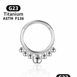 Nose Rings & Studs Piercing Industrial Nose Rings Hoop Helix Women Titanium G23 Cartilage Hinged Segment Earrings Labret Gold Clicker Dhi8S