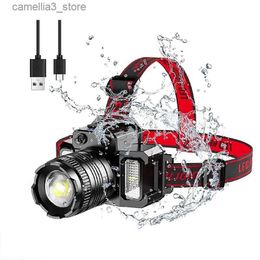 Head lamps 1 Set LED Head Light Camping Headlamp 360 Adjustable Angle Headlight Flashlight Motion Sensor For Fishing Q231013