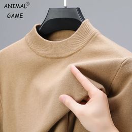 Men s Sweaters Half Turtleneck Knitwear Sweater Autumn Winter Mock Neck Sweatshirts Solid Colour Pullovers Man Brand Casual Mens Clothing 231012