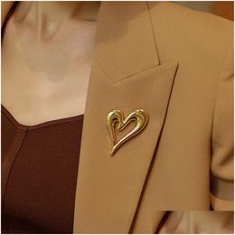 Unique Gold Colour Big Heart Brooch Women Fashion Suit Sweater Coat Bird Pins Party Accessories Gift 2021 Dhgarden Otaze