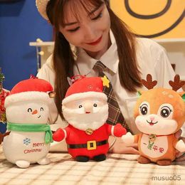 Christmas Toy Supplies 25CM Cute Santa Snowman Elk Plush Toys with gift Christmas Decor Dolls Stuffed Soft for Baby Kids Gift R231012