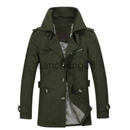 Men's Trench Coats Men's Trench Coat 2020 Fashion Casual Long Jacket Men Cotton Spring Autumn Windbreaker Turn-down Overcoat Big Size Trenchcoat J231012