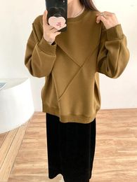 Women's Hoodies Fashion Loose Patch Casual Sweatshirt Top Woman Long Sleeve Crew Neck Cotton Blend Sporty Pullovers Coat 2023 Autumn Winter