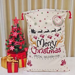 Christmas Gift Wrap Bag Sack Drawstring Santa Arrival Claus Storage Candy Bags Large Xmas Gift Holders Party Supplies ZXF 10