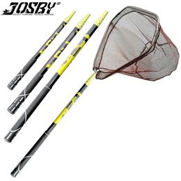 Boat Fishing Rods JOSBY Lightweight Telescopic Carbon Fibre Landing Net Fish Extending Pole Carp Tackle Fly Hand Dip 40M 30M 21M 231012