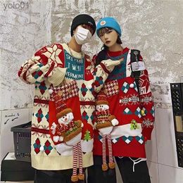 Women's Sweaters Christmas Style Pullover Sweater Women Autumn/Winter Crew Neck Couples Knit Sweater Christmas Eve West Coast JacketL231012