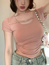 Women's Blouses Summer Pink Elegant Fashion Tops Women Hollow Out Designer Slim Female Ruffled Asymmetric Korean Casual Blouse 2023