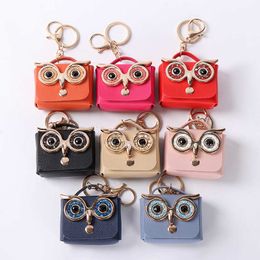 Cute Owl Keychains Earphone Storage Bags Mini Animal Design PU Leather Purse Coin Cards Keys Jewelry Holder Fashion Car Keyring Chain Charms Nailing Pendant Cases