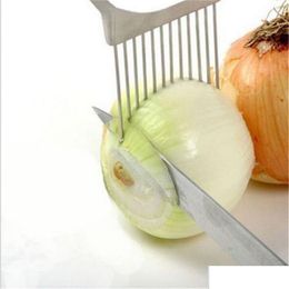 Fruit & Vegetable Tools Mtifunctional Portable Vegetable Slicer Stainless Steel Onion Fruit Slice Needle Cut Meat Tomato Potato Home G Dhl6Z