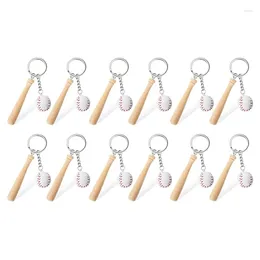 Party Favor 12 Pieces Mini Baseball Keychain With Wooden Bat For Sports Theme Team Souvenir
