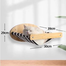 Cat Furniture Scratchers Cat Hammock Wall-mounted Bed Pet Wooden Furniture Kitten Wall Shelf Set Cat Perch Scratching Climbing Post Cat Tree House Toy 231011