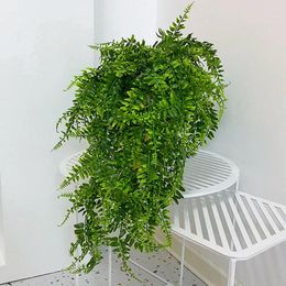 Decorative Flowers 50pcs 80cm Persian Fern Fake Plant Home Hanging Artificial Plastic Leaf Grass Wedding Party Wall Balcony Decor Wholesale