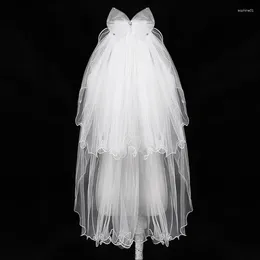 Bridal Veils Women Tulle Wedding Veil With Hair Comb Bowknot Short Stage Performance 2 Layer Party Props Pography Headdress